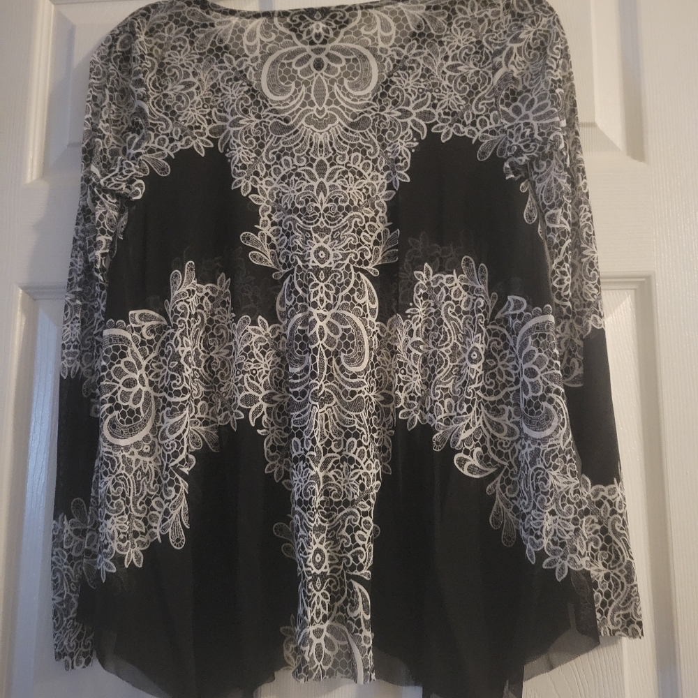 INC International Concepts Black Blouse Georgette fabric
